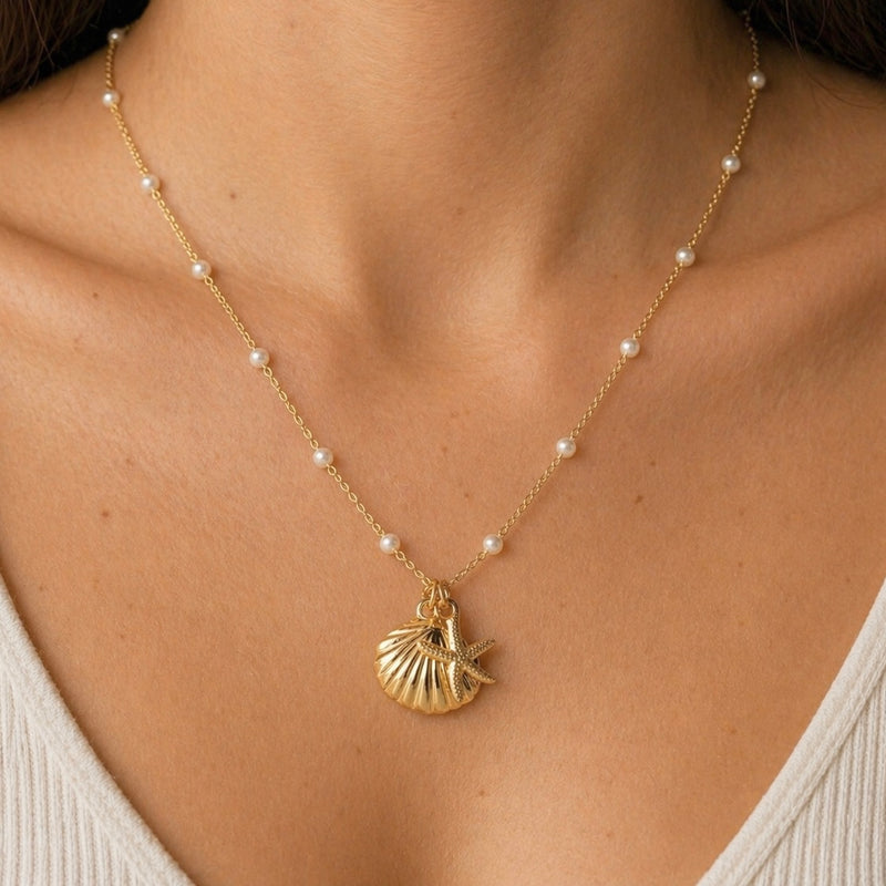 Starfish pearl necklace for women