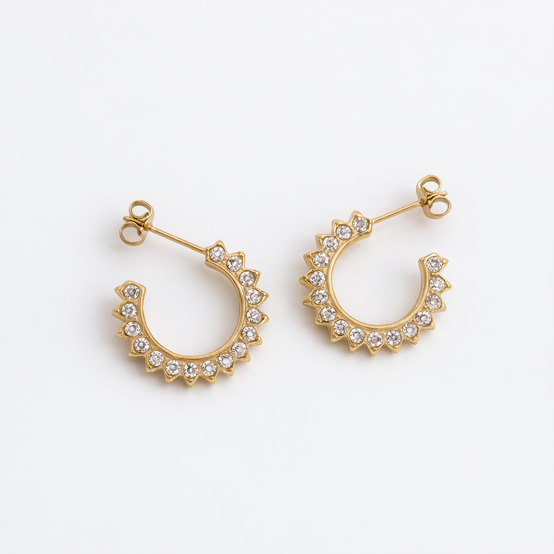 Gold Crystal Hoop Earrings