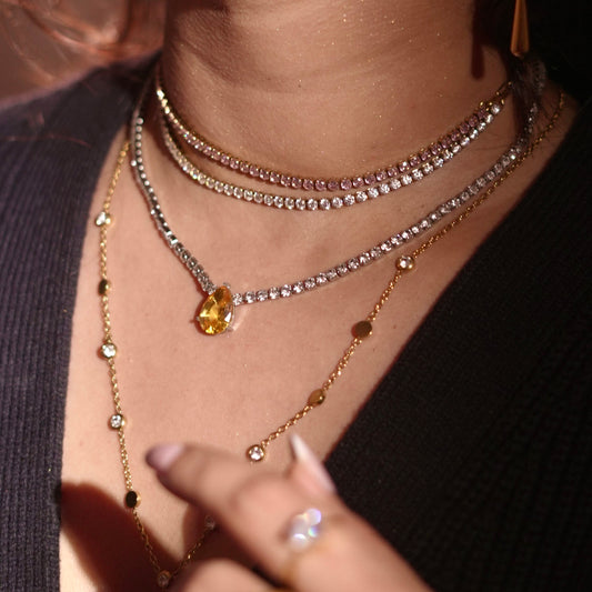Elegant pink gemstone necklace