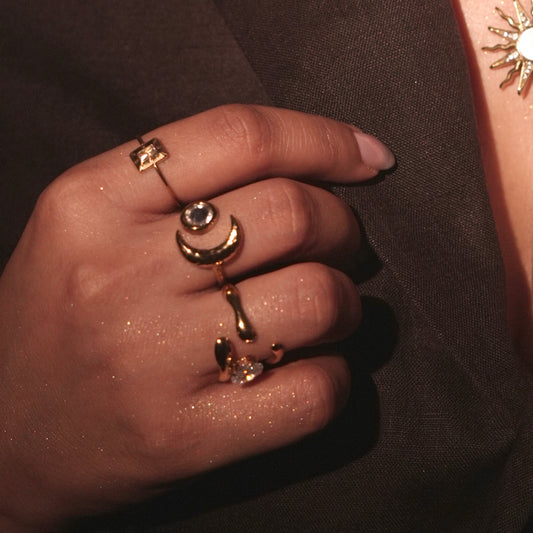 Minimal crystal jewelry ring