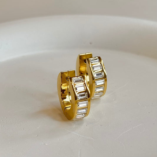 Elegant baguette stone earrings