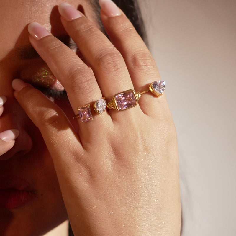 Gold Stackable Crystal Ring