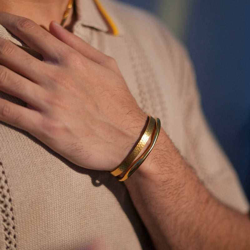 Modern textured open cuff bracelet