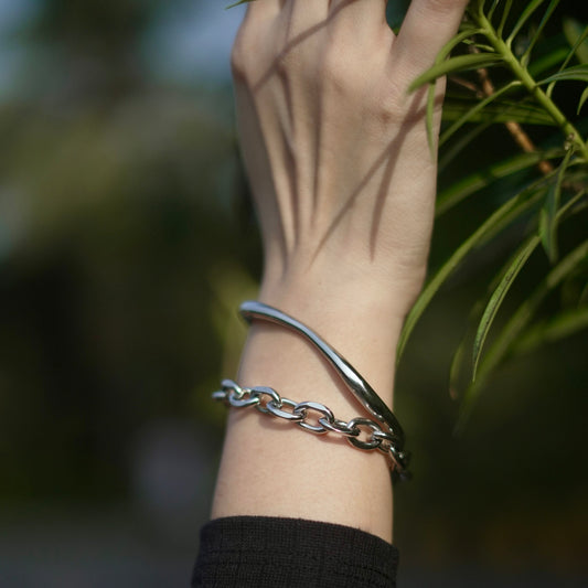 Bold silver bracelet for women
