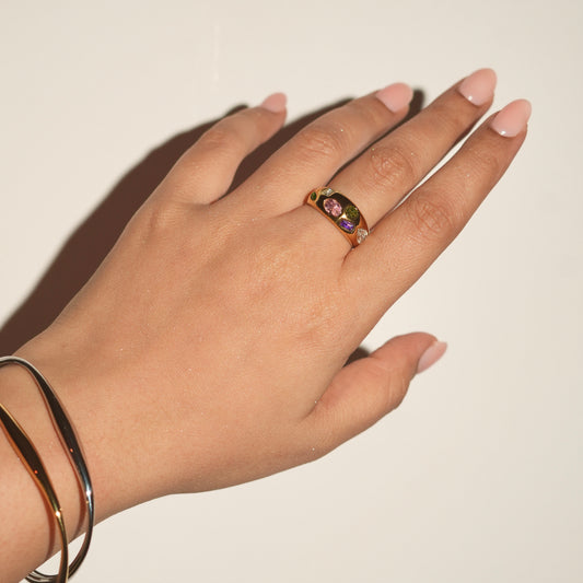Modern colorful stone ring