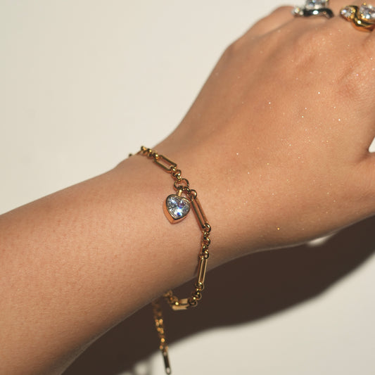 Eros gold heart charm bracelet