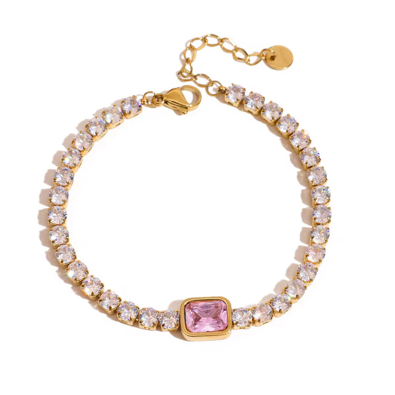 Elegant pink stone jewelry bracelet