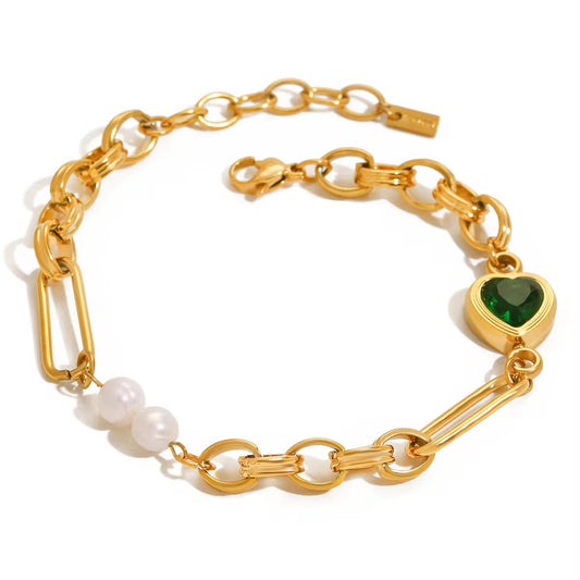 18K gold plated link bracelet for women