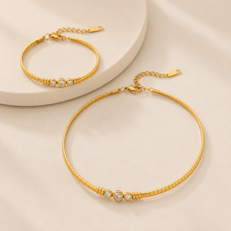Sway Necklace + Sway Bracelet (gold)
