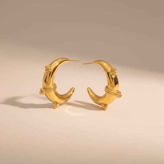 Luna crescent gold hoop earrings