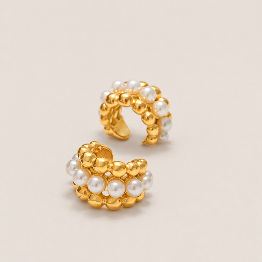 Gold Pearl Ear Cuffs