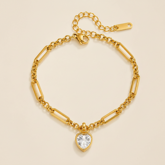 Eros gold heart charm bracelet