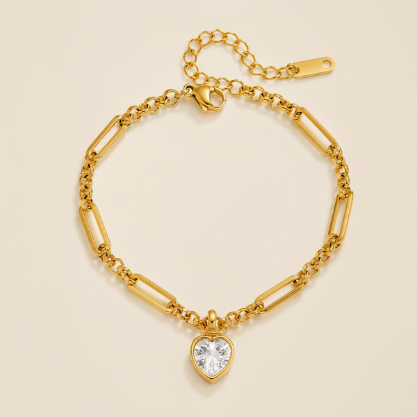 Eros gold heart charm bracelet