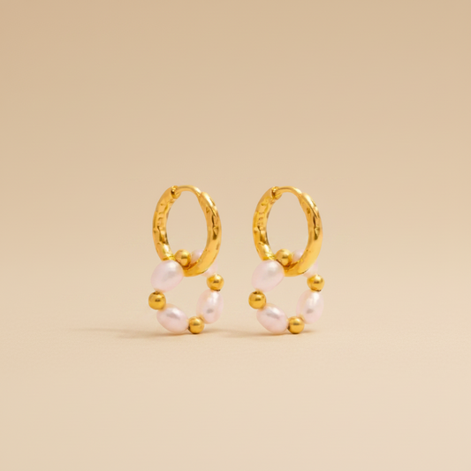 Gold earrings for women with pearls