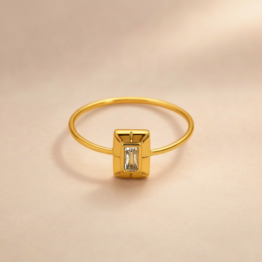 Minimal crystal jewelry ring