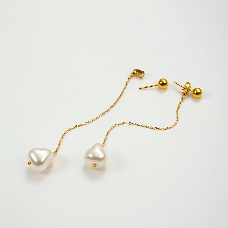18K gold plated baroque pearl earrings