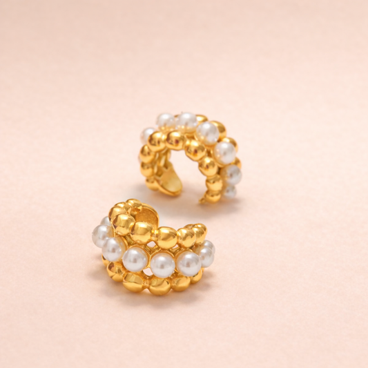 Gold Pearl Ear Cuffs