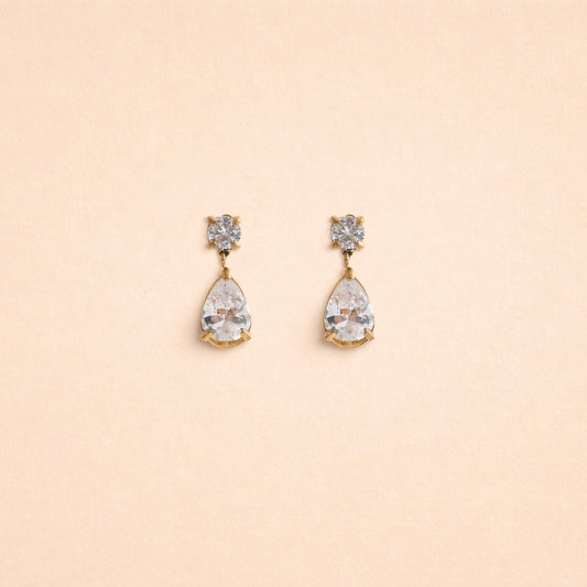 Elegant pear cut stone earrings