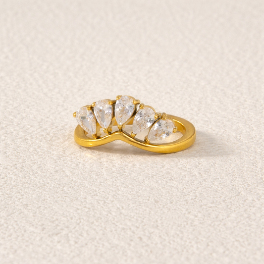 Gold Hexagon Stone Ring