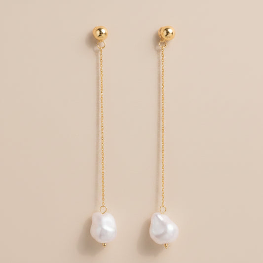 18K gold plated baroque pearl earrings