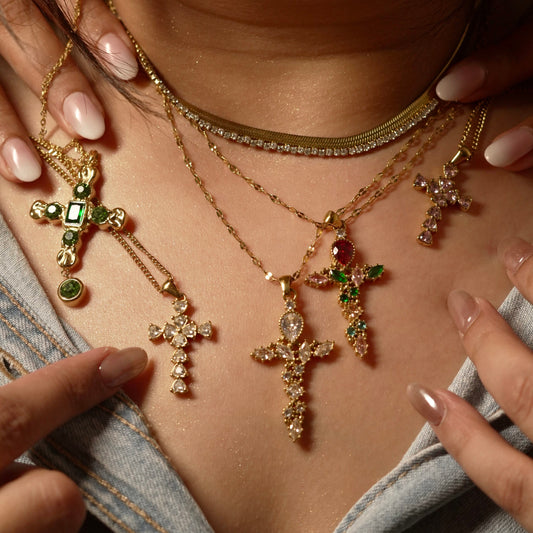 Heart shaped zircon cross necklace
