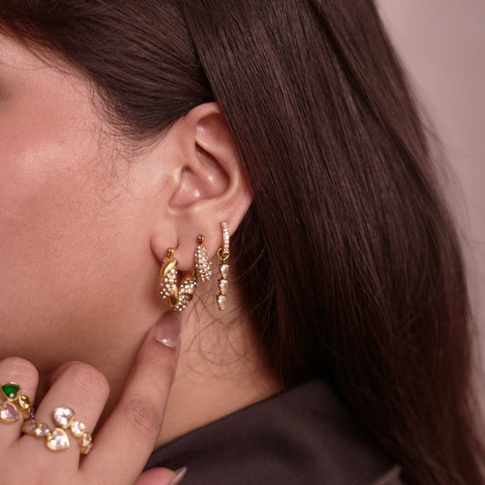 Nova gold pavé hoop earrings