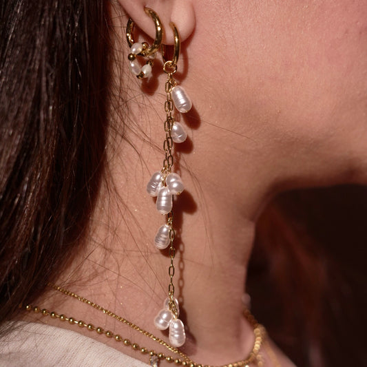 Gold earrings for women with pearls
