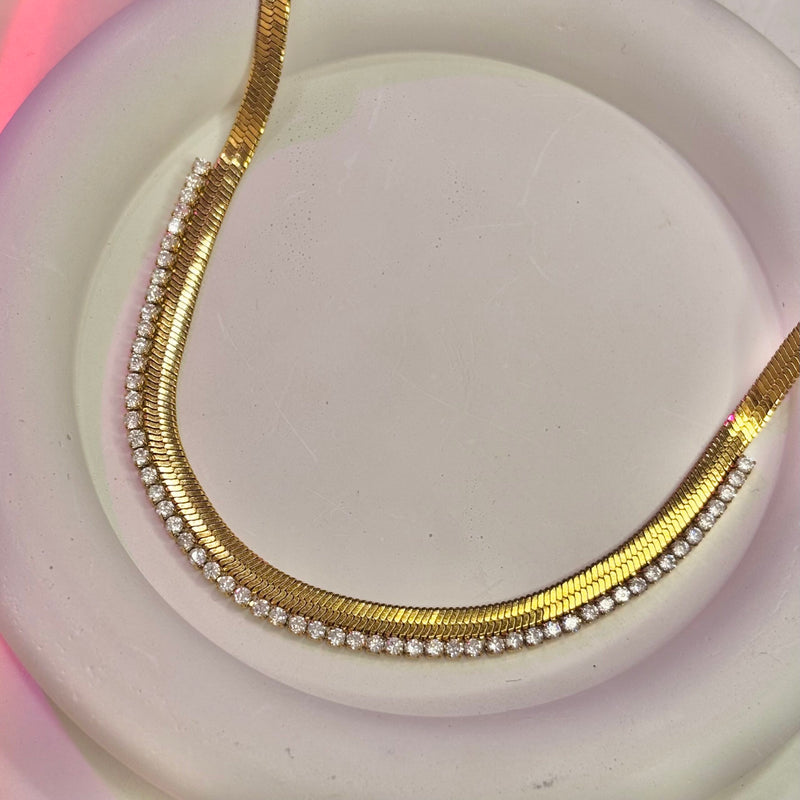 gold mesh Velar chain necklace