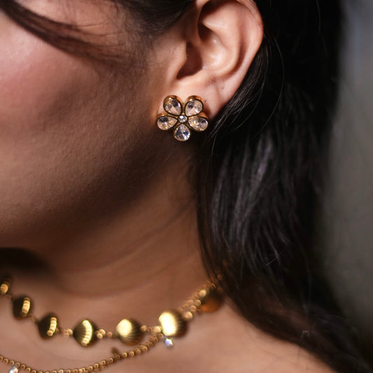 Gold Floral Earrings 