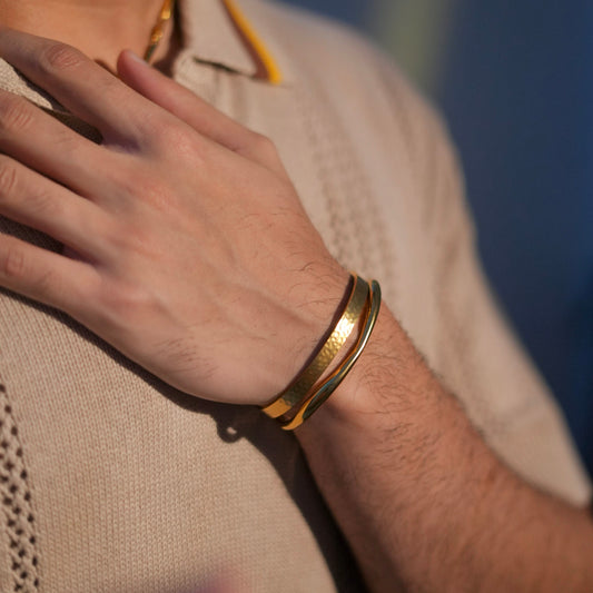 Modern textured open cuff bracelet