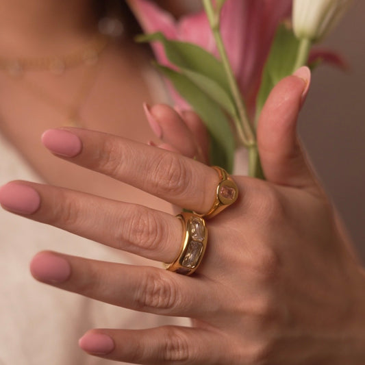 Bold radiant gold ring for women