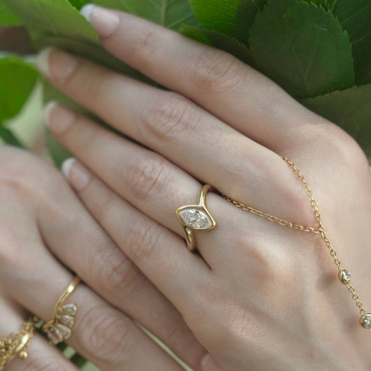 Radiant stone gold ring for women