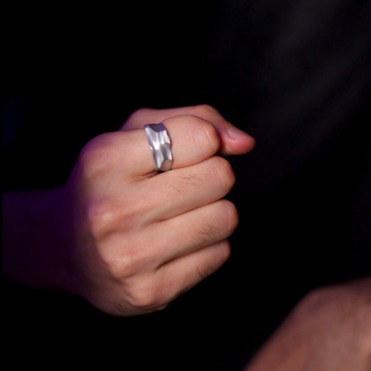 Modern rugged silver ring 