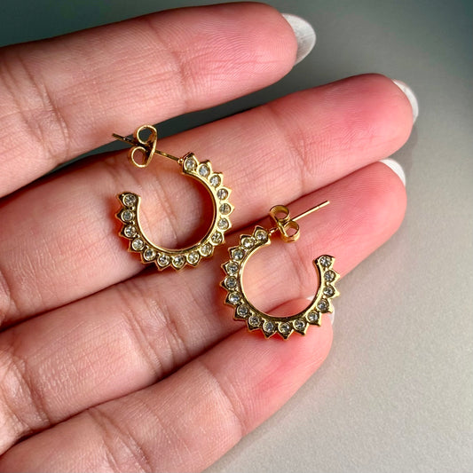 Gold Crystal Hoop Earrings