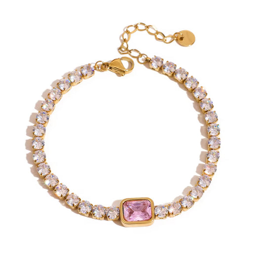 Elegant pink stone jewelry bracelet
