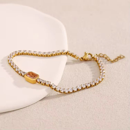 Elegant pink stone jewelry bracelet