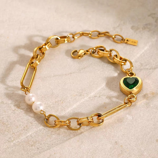 18K gold plated link bracelet for women