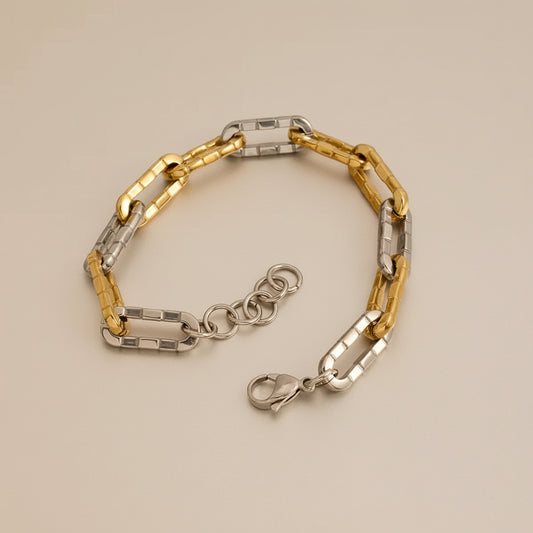 Gold and silver chain bracelet