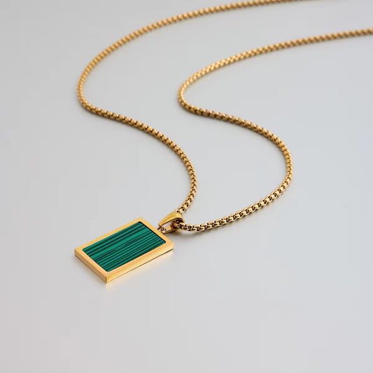 Modern malachite pendant necklace
