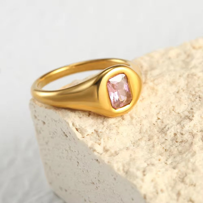 Elegant blush pink stone ring