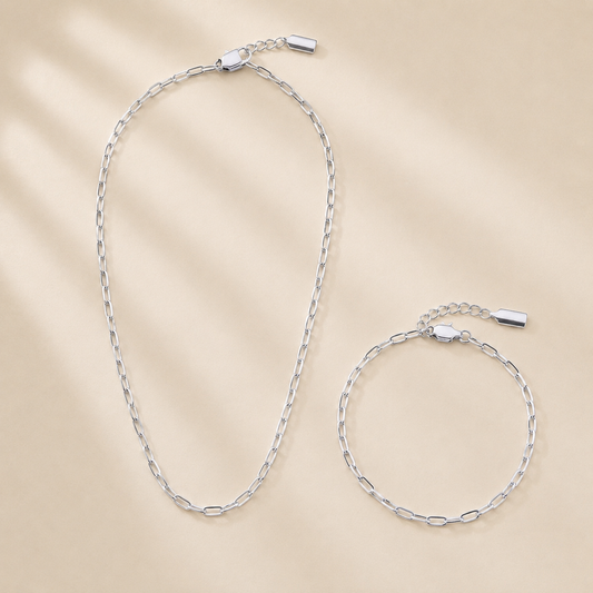 Anchor Chain + Anchor Bracelet (silver)