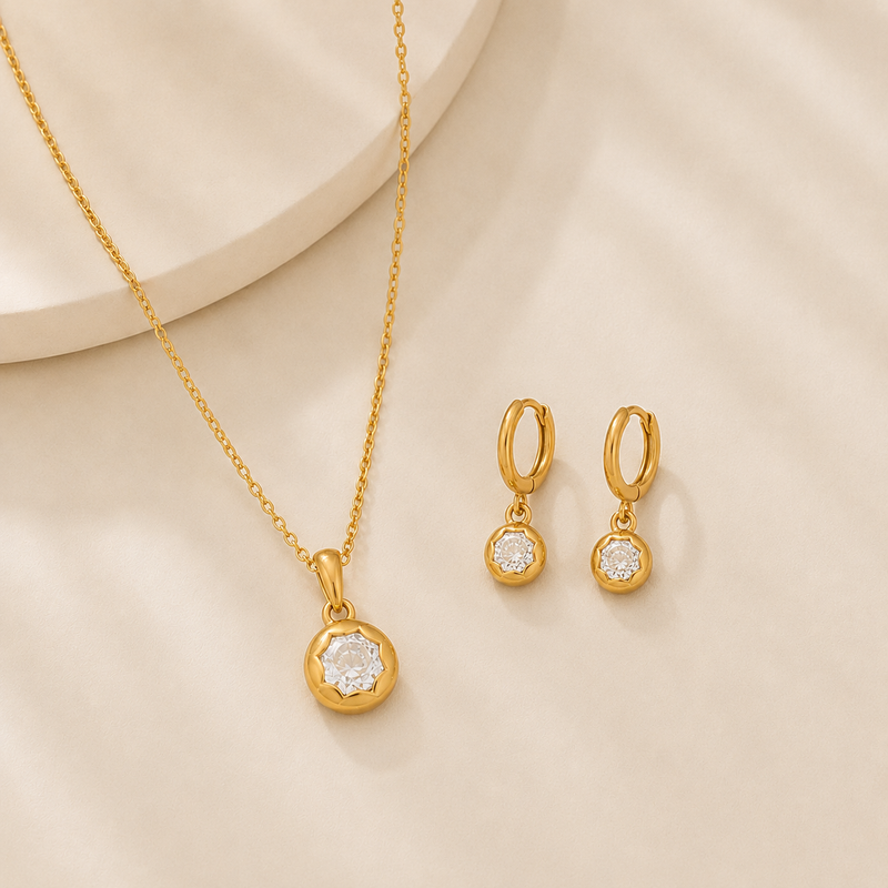 Suki Necklace + Suki Earrings (gold)